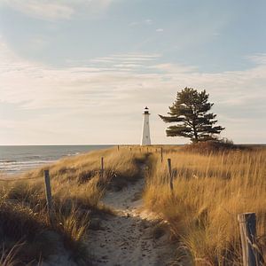 Leuchtturm an leerem Strand