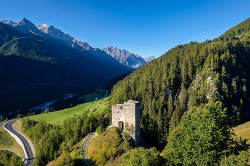 Mountains near the village of Ramosch in Unterengadin (Graubünden, Switzerland)
