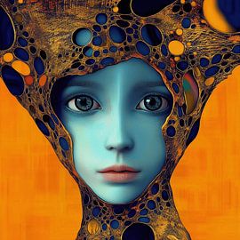 Weibliches Porträt mit Kopfbedeckung von Ton Kuijpers