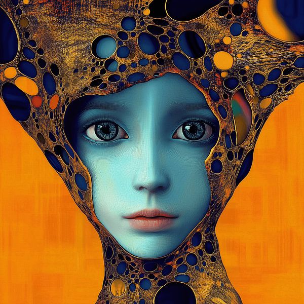 Female portrait with headdress by Ton Kuijpers