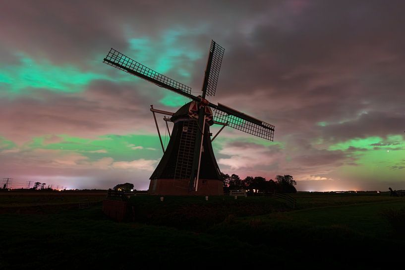 Nordlicht an der Mühle-1 von Arjan Bijleveld