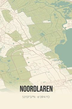 Vintage landkaart van Noordlaren (Groningen) van Rezona