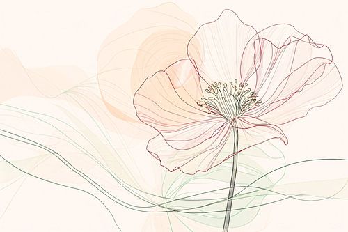 Subtiele bloem in lijntekening