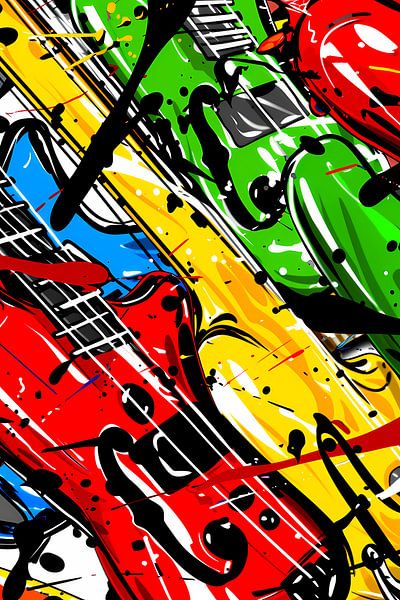 Bunte abstrakte Gitarrenkunst von Imperial Art House