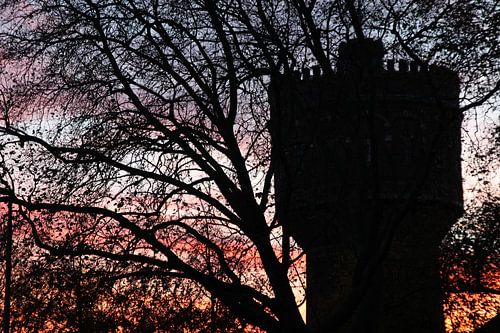 Delft, Watertoren in avondrood