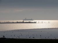 Veerboot op de Waddenzee bij Schiermonnikoog