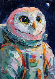 Cosmic owl in a colourful space suit by Niklas Maximilian