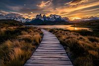 Breathtaking sunset over Patagonia landscape