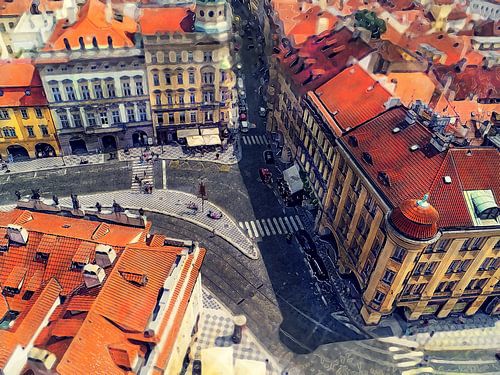 Praagse straatPraagse aquarelkunst #Praag