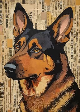 Duitse herder papiercollage van MIROKKU