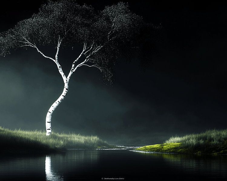 Bouleau mystique au clair de lune par Karina Brouwer