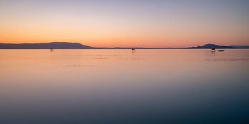 Panorama of the sunrise at the southern Lake Balaton near Fonyód