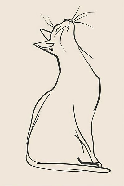 Cat Line Art by Poster Art Shop