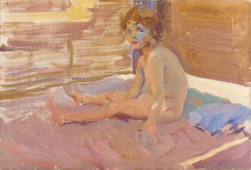 Jeune fille sur la plage de Valence, Joaquín Sorolla par Des maîtres magistraux