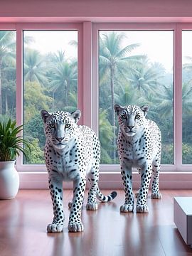 Witte luipaarden *fotomontage - geen huiskatten van Liona Toussaint