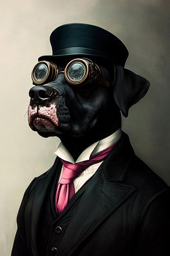 Hond met bril en hoed