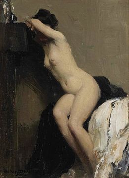Seated Female Nude van Antonije Lazovic
