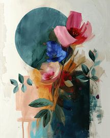 Abstrakte Blumen in warmen Pastellfarben von Carla Van Iersel