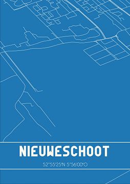 Blauwdruk | Landkaart | Nieuweschoot (Fryslan) van Rezona