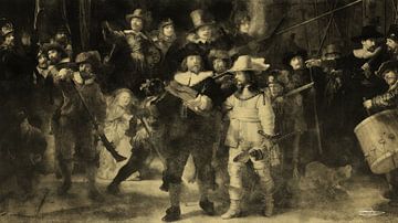 Digitale Tekening van de nachtwacht van Rembrandt van Rijn van Patrick Gelissen