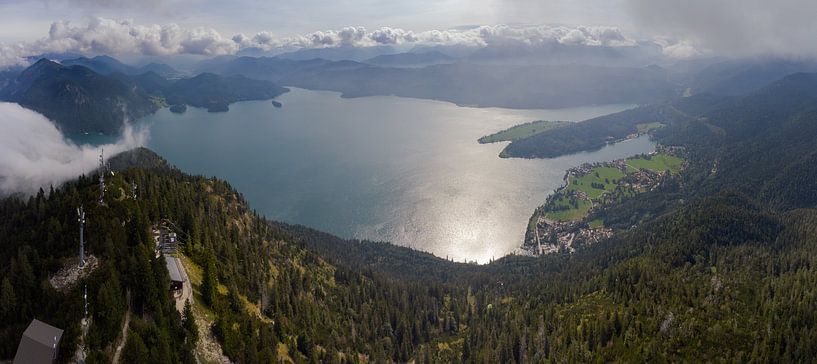 Aerial drone panorama of the Walchensee with Herzogstand by Robert Ruidl