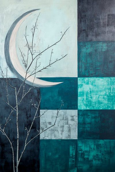 Mond und Zweig in sanften Farben von Poster Art Shop
