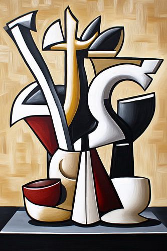 Oeuvre d'art abstraite aux formes cubistes