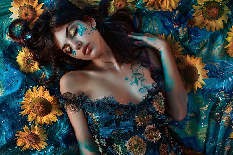 Frauenporträt mit Blumen von Egon Zitter