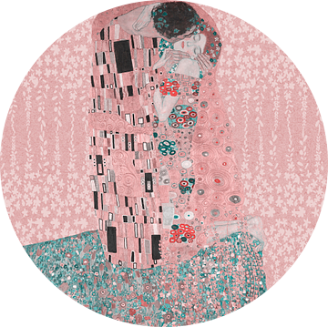Geïnspireerd op de Kus van Gustav Klimt, in roze met bloemmotief van Dina Dankers