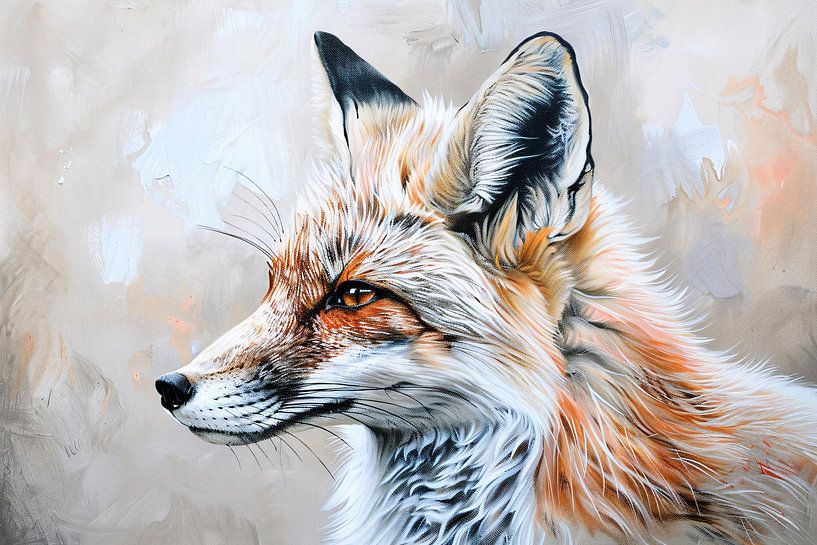 Detaillierte realistische Malerei eines Fuchses von Art & Soul Creations
