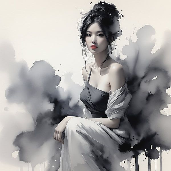 Watercolour of a beautiful sexy woman by Ans Bastiaanssen