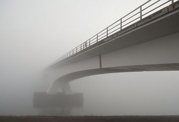 Zeeland Brücke im Nebel von Martijn Van Hoeflaken