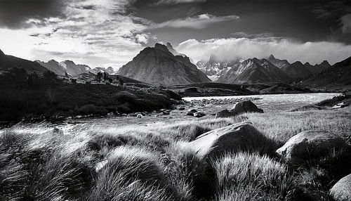 Zwart-wit fotografie met landschap