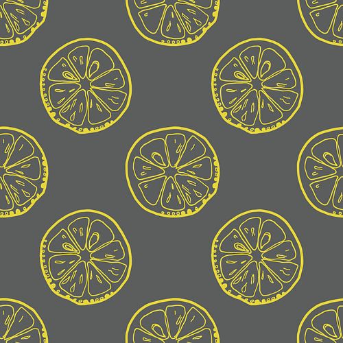 Gele citroenen op grijs. Retro stijl illustratie