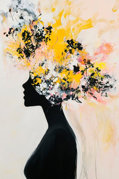 Flower crown in the play of colours of the silhouette by Poster Art Shop