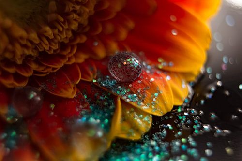 Glitters en waterdruppel