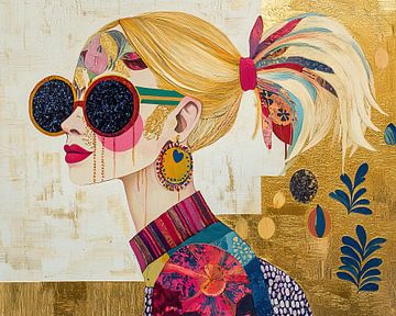 Vrouwenportret | Moderne Vrouw Goud van Blikvanger Schilderijen