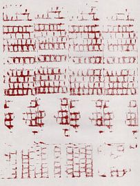 Distressed red grid - abstract minimalist painting by Dina Dankers