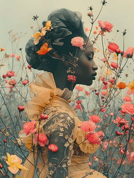 Kleurrijk portret met bloemen van Carla Van Iersel