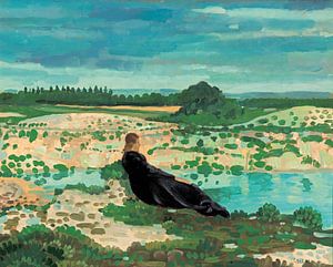 Derwent Read. Ruhende Frau am blauen See