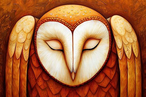 Abstracte kleurrijke schilderij van een uil