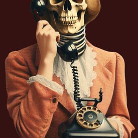 Elegantes Skelett mit Telefon von Evelin