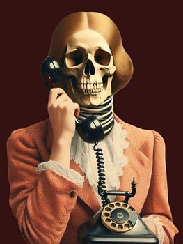 Elegantes Skelett mit Telefon