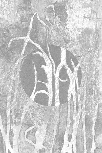 Ikigai. Gras en Maan. Abstracte minimalistische Zen kunst. Japandi stijl II