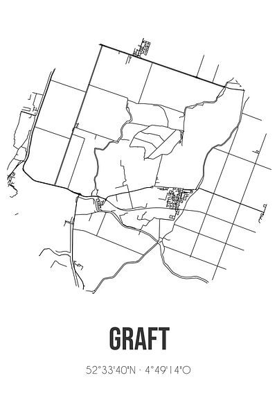 Graft (Noord-Holland) | Map | Black and White by Prints of Place