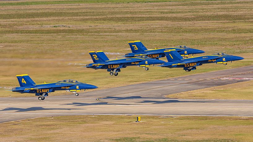 Take off Blue Angels during Wings over Houston Airshow. by Jaap van den Berg