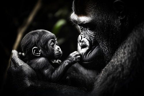 Mère et bébé gorille