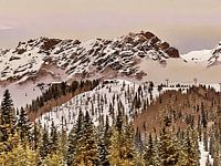 Besneeuwd berglandschap in Alta Badia Italiaanse Alpen Dolomieten