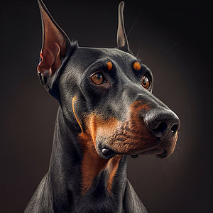 Portrait eines Dobermann, Illustration