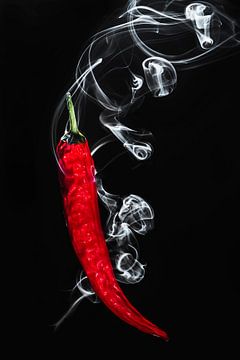 Hete brandende rode spaanse peper, Hot burning red pepper van Corrine Ponsen